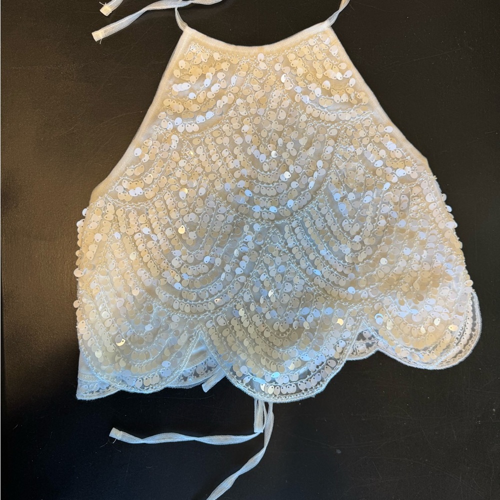 12th Tribe White and Gold Sequin Tank Top